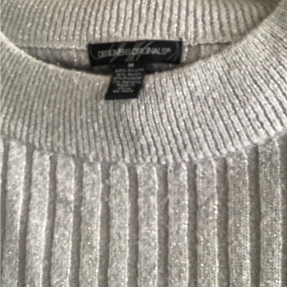 Sweater by Designers Originals silver sparkly crewneck ribbed medium - Picture 10 of 10